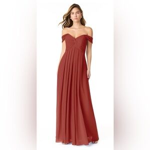 Azazie Kaitlynn Terracotta Empire Ruched Chiffon Convertible formal Dress
